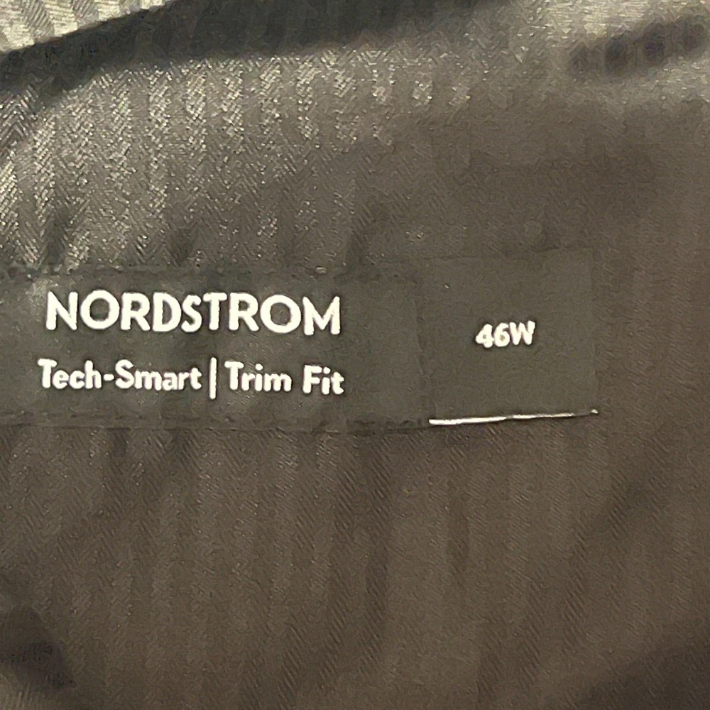 Nordstrom Mens Pants Tech Smart Trim Fit Black Wool Blend Office Career 46W - Picture 6 of 7